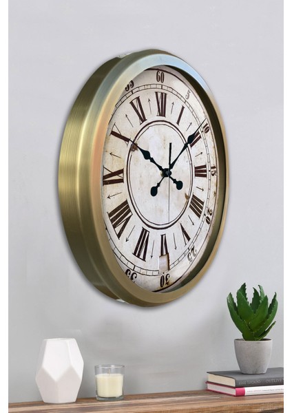 52 cm Eskitme Metal Dakika Duvar Saati