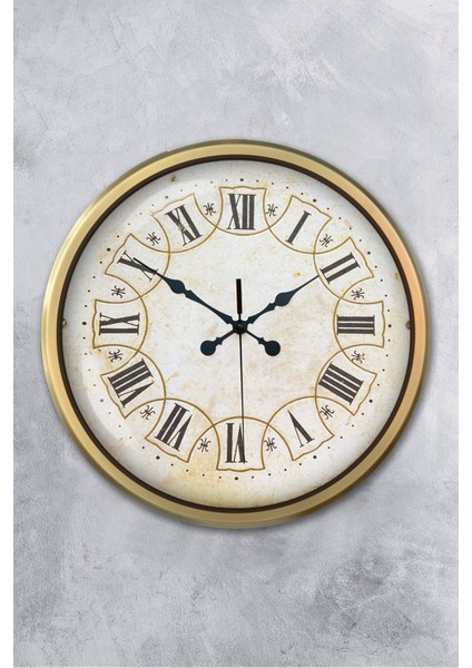 52 cm Eskitme Metal Dekoratif Duvar Saati