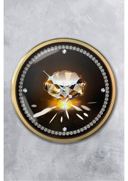 52 cm Eskitme Metal Elmas Duvar Saati