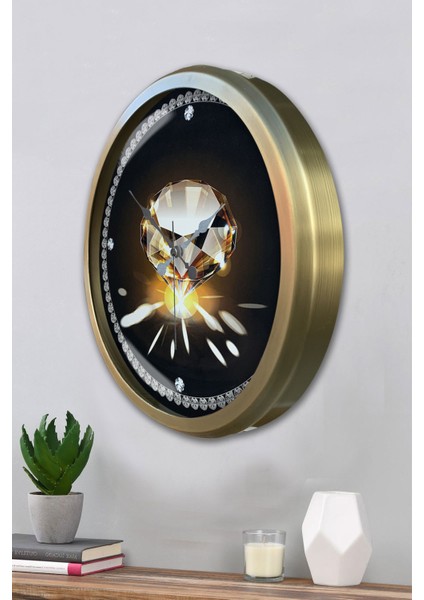 52 cm Eskitme Metal Elmas Duvar Saati modelleri