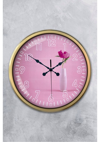 52 cm Eskitme Metal Gül Duvar Saati