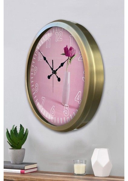 52 cm Eskitme Metal Gül Duvar Saati modelleri