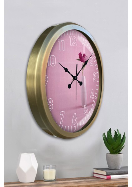 52 cm Eskitme Metal Gül Duvar Saati fırsatları