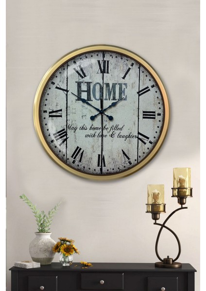 52 cm Eskitme Metal Home Duvar Saati fiyatları