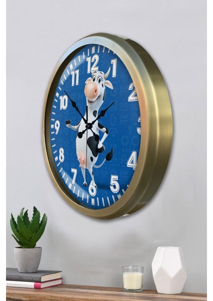 52 cm Eskitme Metal Inek Duvar Saati modelleri