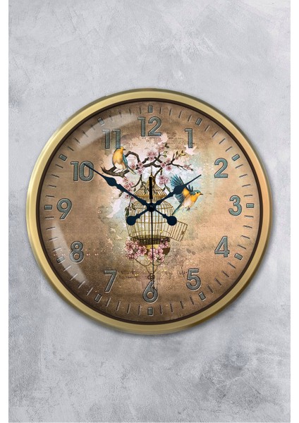 52 cm Eskitme Metal Kafes Duvar Saati