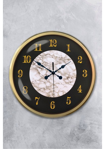 52 cm Eskitme Metal Mermer Desen Duvar Saati