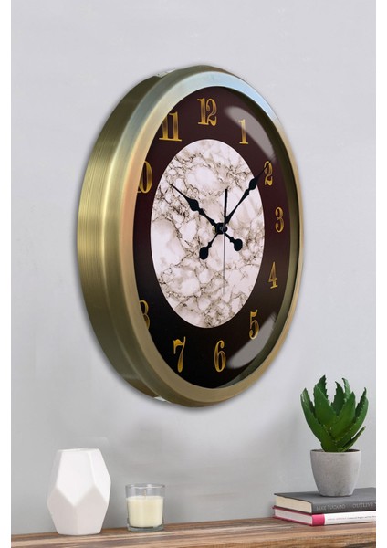 52 cm Eskitme Metal Mermer Desen Duvar Saati fırsatları