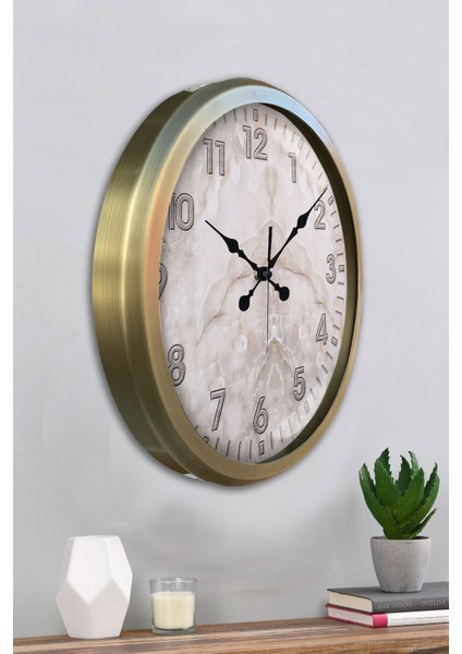52 cm Eskitme Metal Mermer Desen Duvar Saati fırsatları