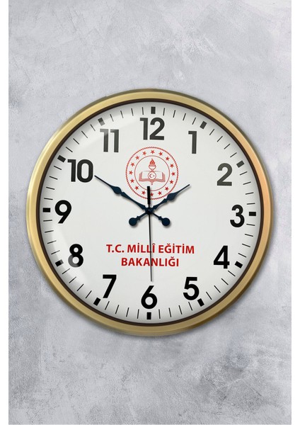 52 cm Eskitme Metal Milli Eğitim Duvar Saati