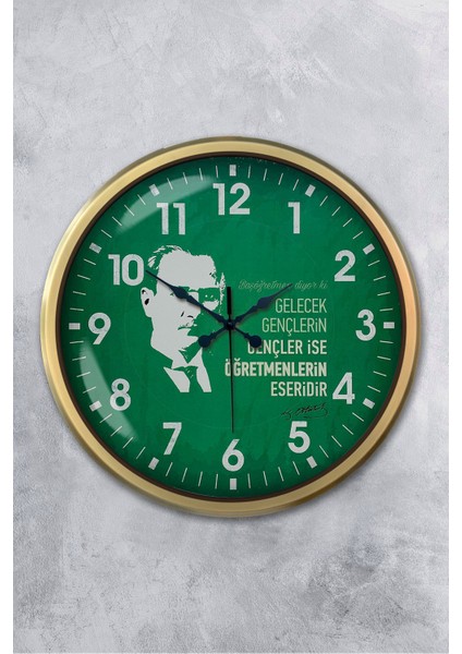 52 cm Eskitme Metal Öğretmenler Günü Duvar Saati