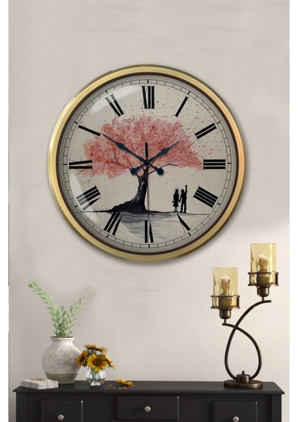52 cm Eskitme Metal Pembe Ağaç Duvar Saati fiyatları