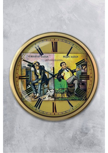 52 cm Eskitme Metal Peşin Satan Duvar Saati