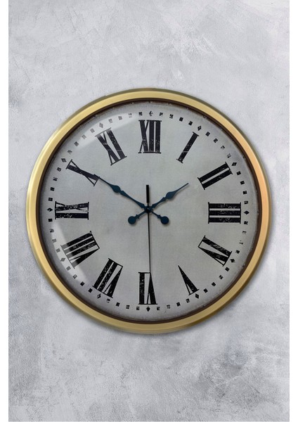52 cm Eskitme Metal Roma Rakamlı Duvar Saati