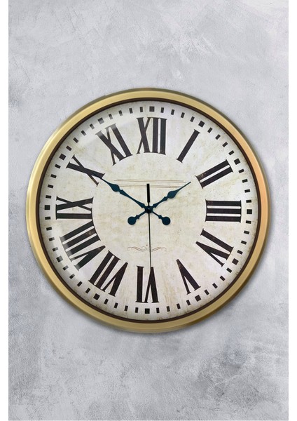 52 cm Eskitme Metal Roma Rakamlı Duvar Saati