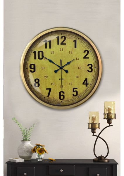 52 cm Eskitme Metal Sarı Duvar Saati fiyatları