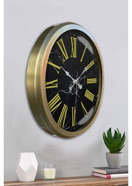 52 cm Eskitme Metal Sarı Roma Rakamlı Duvar Saati fırsatları