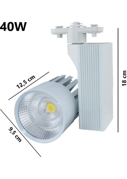 40 Watt Beyaz Kasa Sıcak Beyaz 4000 K Led Ray Spot EV Ofis Mağaza Vitrin