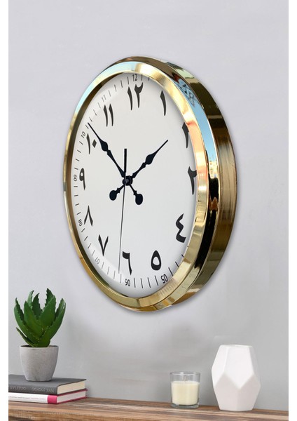 52 cm Gold Metal Arapça Duvar Saati modelleri