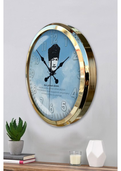 52 cm Gold Metal Atatürk Duvar Saati modelleri