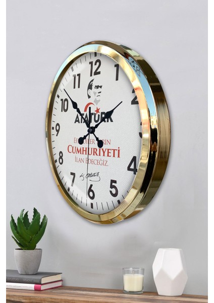 52 cm Gold Metal Atatürk Duvar Saati modelleri