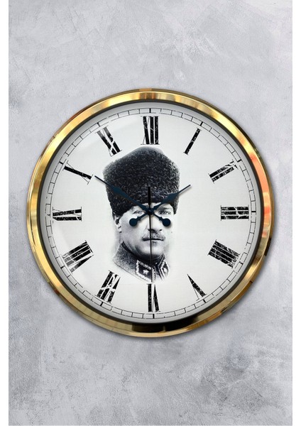 52 cm Gold Metal Atatürk Duvar Saati
