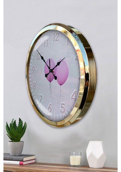 52 cm Gold Metal Balon Duvar Saati modelleri