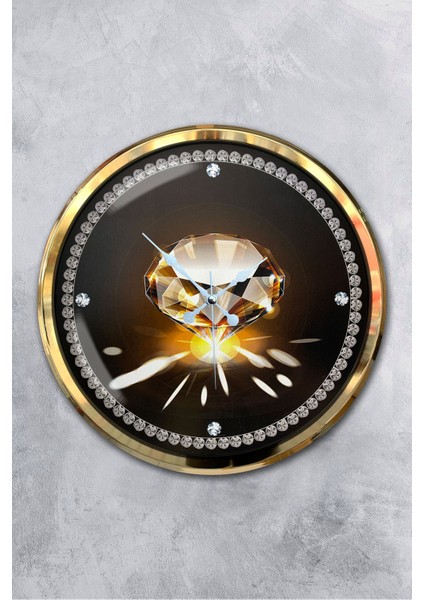 52 cm Gold Metal Elmas Duvar Saati