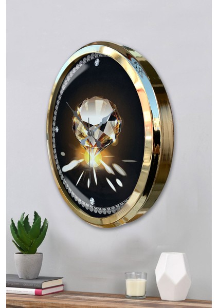 52 cm Gold Metal Elmas Duvar Saati modelleri