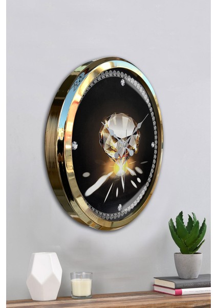 52 cm Gold Metal Elmas Duvar Saati fırsatları