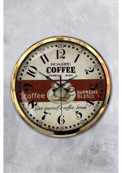 52 cm Gold Metal Espresso Duvar Saati