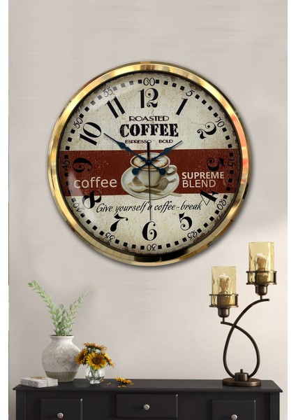 52 cm Gold Metal Espresso Duvar Saati fiyatları