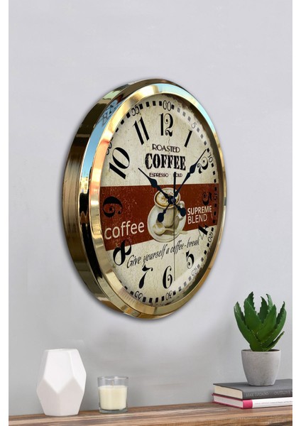 52 cm Gold Metal Espresso Duvar Saati fırsatları