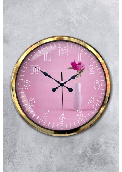 52 cm Gold Metal Gül Duvar Saati