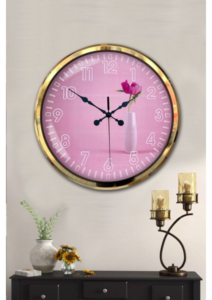 52 cm Gold Metal Gül Duvar Saati fiyatları