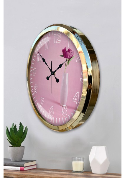 52 cm Gold Metal Gül Duvar Saati modelleri