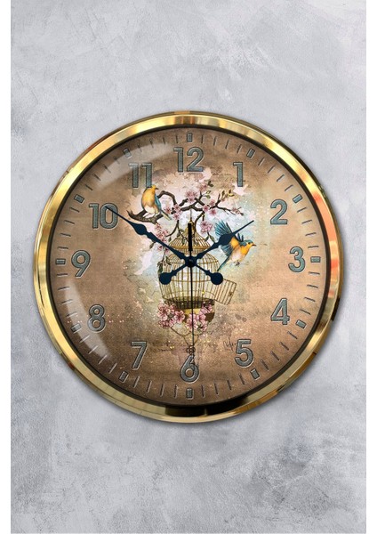 52 cm Gold Metal Kafes Duvar Saati