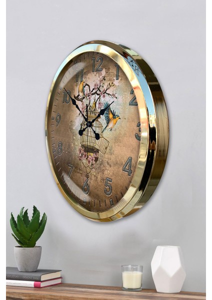 52 cm Gold Metal Kafes Duvar Saati modelleri