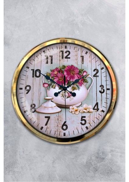 52 cm Gold Metal Kitchen Duvar Saati