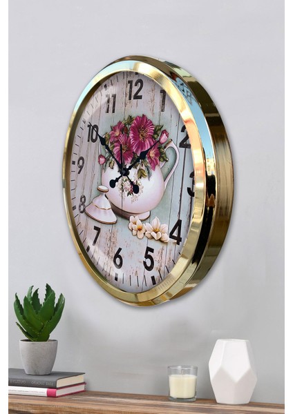 52 cm Gold Metal Kitchen Duvar Saati modelleri