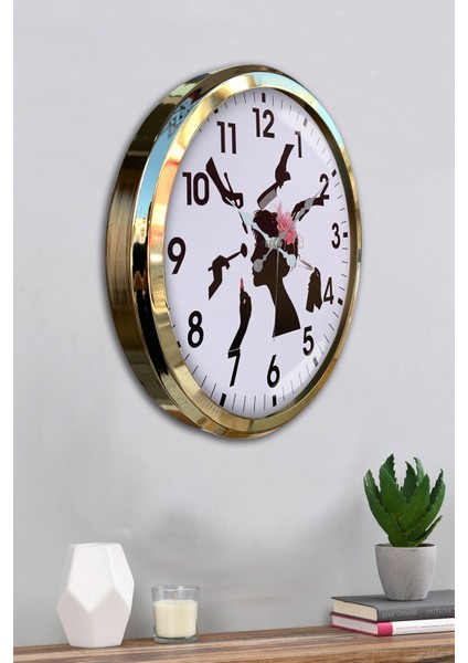 52 cm Gold Metal Kuaför Duvar Saati fırsatları