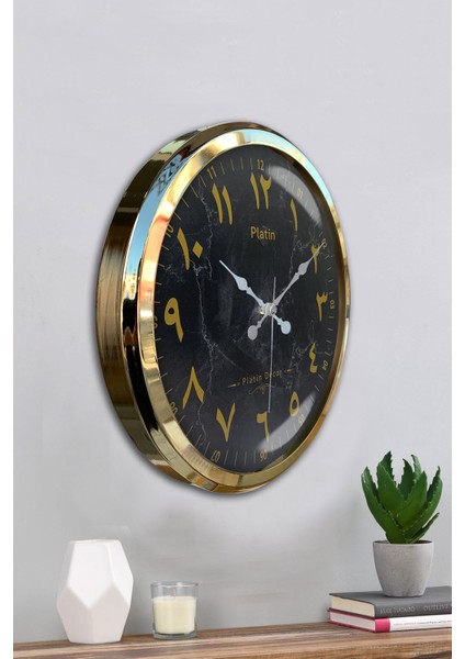52 cm Gold Metal Mermer Desen Arapça Duvar Saati fırsatları