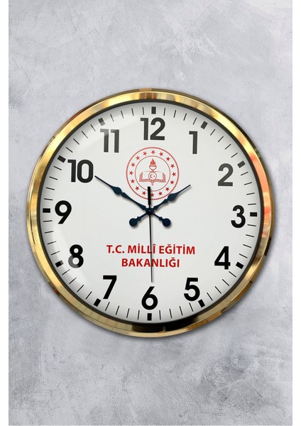 52 cm Gold Metal Milli Eğitim Duvar Saati