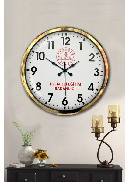 52 cm Gold Metal Milli Eğitim Duvar Saati fiyatları