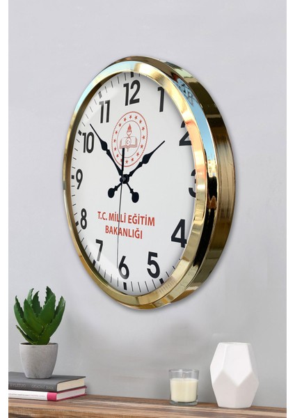 52 cm Gold Metal Milli Eğitim Duvar Saati modelleri