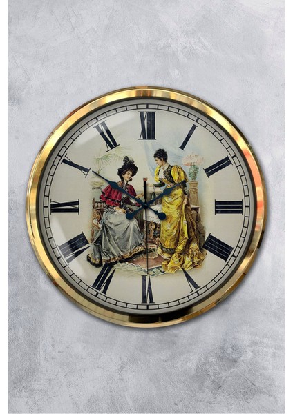 52 cm Gold Metal Nostalji Duvar Saati