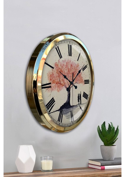 52 cm Gold Metal Pembe Ağaç Duvar Saati fırsatları