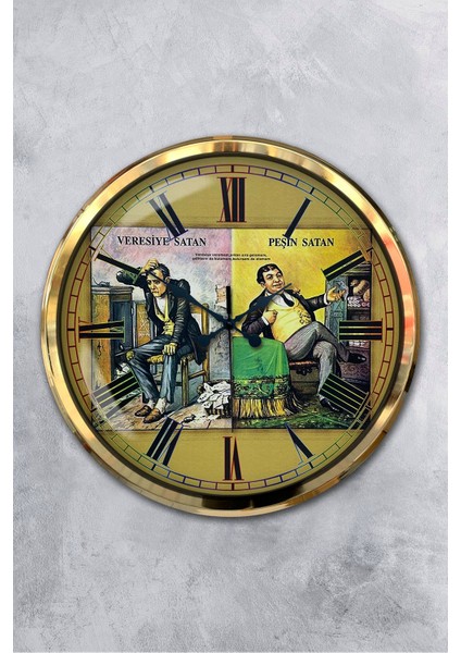 52 cm Gold Metal Peşin Satan Duvar Saati