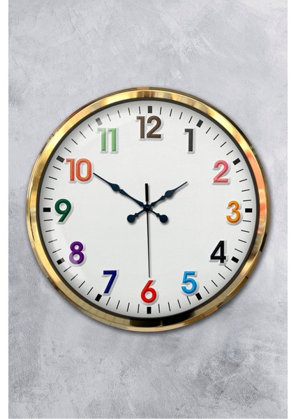 52 cm Gold Metal Renkli Sayı Duvar Saati