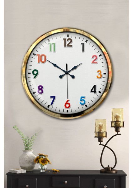 52 cm Gold Metal Renkli Sayı Duvar Saati fiyatları